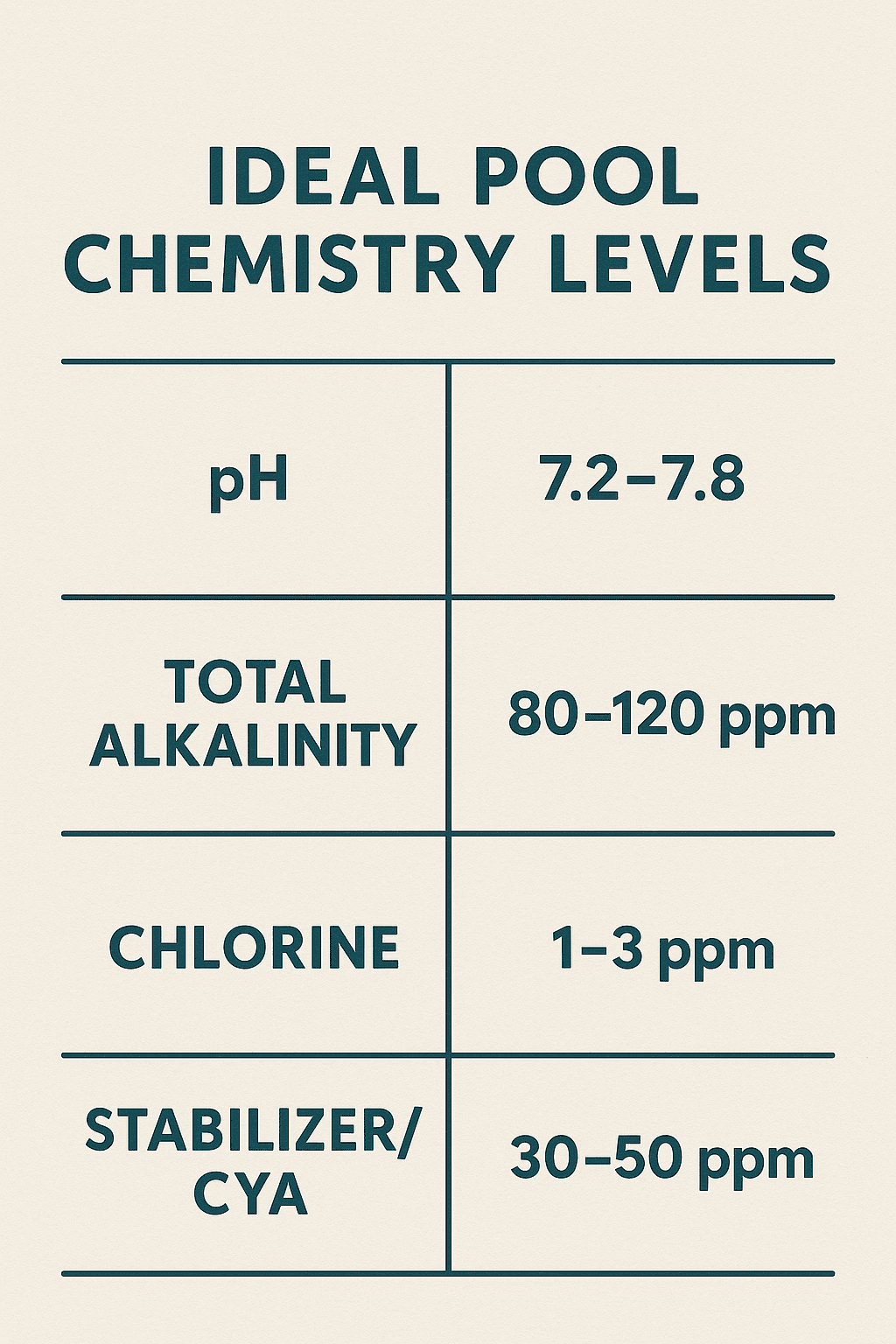 Ideal Pool Chemistry Levels